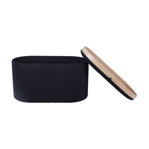 Reversible Wooden Tray Top <b>Storage</b> Ottoman Black <b>Stool</b> with Versatile Functionality - Product Image 6