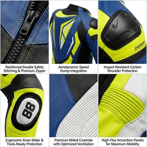 Traje de cuero para motociclismo OEM personalizado al por mayor, equipo de pista de secado rápido, ropa protectora, botas y guantes de piel de vaca. - Product Image 6