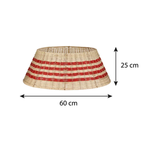 Collier de sapin de Noël rond en rotin tressé à la main, jupe de sapin rouge et marron festif pour la décoration intérieure, du Vietnam - Product Image 2