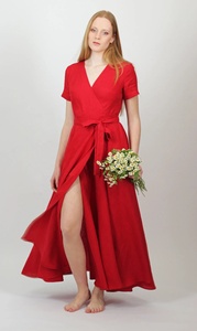 Nuevo Vestido Midi Cruzado de Algodón con Cuello en V y Manga Corta, Estilo Línea A, para Invitadas de Boda, Dama de Honor Romántica, para Mujer - Product Image 5