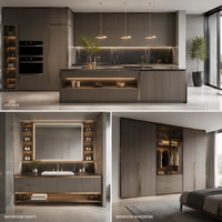 Ensemble de meubles de cuisine modernes modulaires en bois massif, étanches, sur mesure, pour la fourniture de projets de développement résidentiel à grande échelle