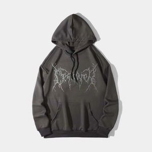 Sudadera con Capucha Estilo Gótico para Hombre, 100% Algodón, Felpa Francesa, Corte Holgado, Estampado de Letras en la Parte Delantera, Sudadera Otoñal - Product Image 1