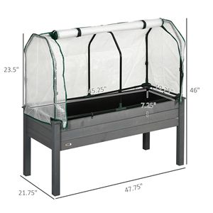 Bac à légumes surélevé gris foncé 48 x 22 x 46 pouces avec couverture de serre en PE, jardinière extérieure pour herbes et légumes - Product Image 3