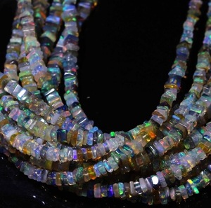 Cuentas de Ópalo Cuadradas Multicolores de 4-5 mm, Ópalo Welo Etíope Natural, Collar de 16 Pulgadas de Largo, Pulsera para Joyería - Product Image 2