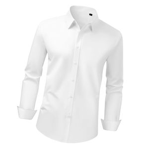 Camicia da Uomo Slim Fit a Maniche Lunghe, Senza Pieghe, in Tessuto Morbido Elasticizzato, Stile Business Casual - Taglie XL e 4XL - Product Image 1