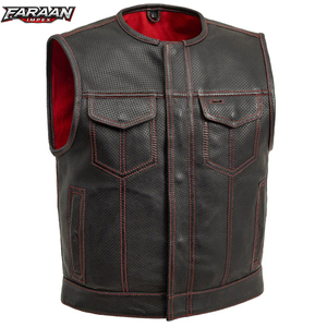 New Look Winter Vintage Biker Leather Motorcycle Vest Breathable Waterproof Eco-Friendly High Quality Brown Outer Wear Casual - Product Image 1
