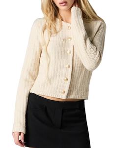 Veste en tricot décontractée à manches longues à simple boutonnage pour femme, poids lourd, 2025, avec décoration boutonnée pour la saison d'automne - Product Image 1