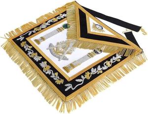 Tablier de Maître Ancien de la Loge Bleue - Régalia Maçonnique Conforme à la Réglementation Californienne, Brodé à la Main en Noir et Or - Product Image 2