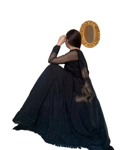 Salwar long pour mariée et demoiselle d'honneur, motif Dori noir au dos, aspect magnifique, avec dupatta assorti, plusieurs couleurs au choix - Product Image 1