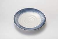 Assiette à dîner en mélamine de style coréen, design ligne bleue personnalisé, haute qualité, 9 pouces, assiette ronde sans BPA, assiette de service pour restaurant