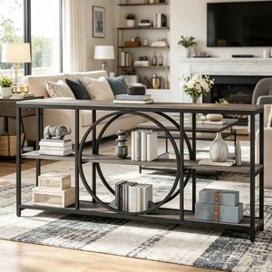 Consolle Regolabile in Stile Industriale, Tavolo Consolle Lungo Moderno di Lusso per Ingresso, Magazzino, Casa, Soggiorno, Appartamento - Product Image 4