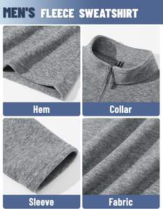 Polyester/Cotton Blend Quarter Zip Fleece Unisex Knit Pullover Midweight <b>Layering</b> Comfortable Everyday Wear OEM Private Label - Product Image 5