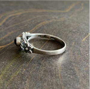 925 Sterling Silver Flower Design <b>Dainty</b> Amethyst Stone Unisex <b>Ring</b> for Daily Wear Made Jaipur Silver - Product Image 5