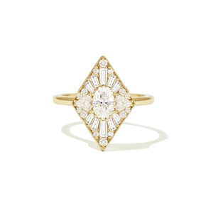 Anillo de Diamantes Cultivados en Laboratorio con Forma de Cometa en Oro Amarillo de 14K, Estilo Art Deco - Product Image 1
