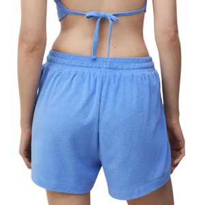 Womens Textured Casual Shorts <b>Elastic</b> <b>Waist</b> Bow Tie Drawstring Relaxed Fit Short Length Open Hem Custom Wholesale OEM Supplier - Product Image 1