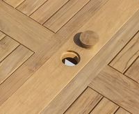 Table de salle à manger d'extérieur en teck massif, design moderne, imperméable, durable, légère, empilable, à feuilles rabattables, pour patio, hôpital, salon
