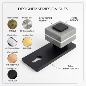 Juego de Manijas de Puerta Premium |   Manija de cerradura de embutir con diseño de pomo de mármol auténtico |   Acero Inoxidable con Acabado PVD Antiguo |   Lujoso y Resistente - Product Image 5