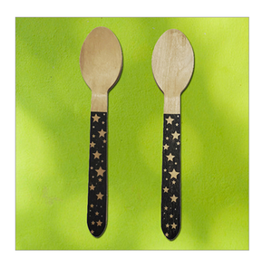 Nouvelles cuillères à salade ou cuillères à service en bois émaillé à long manche, pour la maison ou la restauration - Product Image 5