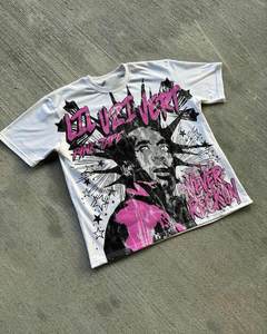 เสื้อยืดกราฟิกวินเทจผู้ชายทรงโอเวอร์ไซส์ สตรีทแวร์ ผ้าฝ้าย เสื้อฮิปฮอปแฟชั่น เสื้อยืดลำลองพิมพ์ลาย สไตล์สตรีทในเมือง - Product Image 6