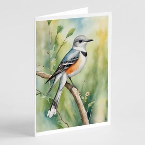 Oklahoma Scissortailed Flycatcher Whimsical A7 Tamaño 5x7 Tarjetas de nota en blanco Paquete 8 Tarjetas de felicitación con sobres - Product Image 1