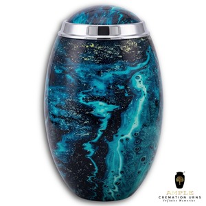 Urne funéraire bleue pour cendres humaines, style européen et américain, écologique, personnalisable, 10 pouces - Product Image 1