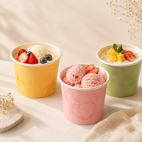 Gobelets à crème glacée en papier recyclable de qualité alimentaire, imprimés sur mesure et colorés, gobelets d'emballage pour crème glacée jetables et écologiques, vente en gros