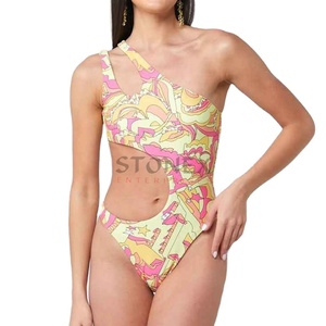 Maillot de bain une pièce imprimé avec logo personnalisé, collection été 2026, asymétrique, meilleur fournisseur du Pakistan - Product Image 3