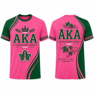Camiseta de sublimación AKA rosa y verde de manga corta para hombre, diseño estampado casual con cuello redondo, ropa griega, camisetas con letras, más vendida - Product Image 1