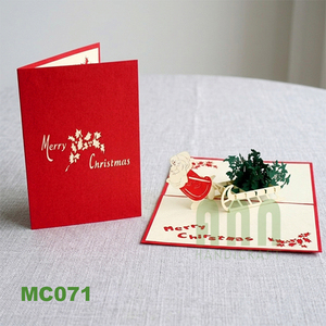 การ์ดอวยพรแบบป๊อปอัพ 3 มิติ ลายคริสต์มาสและปีใหม่ ยี่ห้อ ANN HANDICRAFT รุ่น MC071 ตกแต่งด้วยการเคลือบเงาแบบด้าน พร้อมลายซานต้าขี่รถเลื่อน - Product Image 6