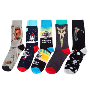 Colorful Combed Cotton Cute <b>Cat</b> Cartoon Space Star Funny <b>Socks</b> Men Wholesale - Product Image 1