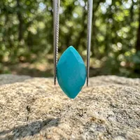 GNSJ Turquoise Naturelle de Haute Qualité, Coupe Marquise 15x8mm/17x8mm, 7.60ct, 4 pièces, Non Chauffée, Facettée, Effet Lumineux, Certifiée par un Certificat Tierce Partie, Bijoux