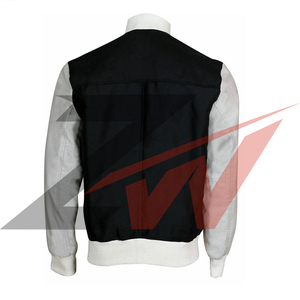 Blouson bomber en cuir PU rouge pour homme avec patch brodé, pour l'hiver et les occasions décontractées, blouson varsity à manches en cuir pour homme - Product Image 6