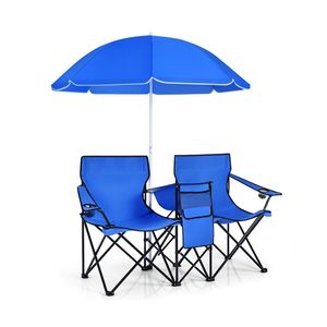 Sedia da Picnic Pieghevole Doppia Portatile con Ombrello Rimovibile per Uso in Spiaggia - Product Image 4