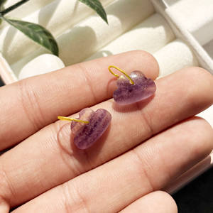 Pendentif en pierre précieuse en fluorite naturelle multicolore en forme de nuage, plaqué or, pour la fabrication de bijoux et colliers - Product Image 3