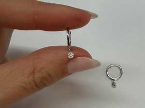 Lab Grown Diamond Bezel Set Floating Drop Dangle Hinge Huggie Hoop <b>Earrings</b> For Women Custom 14K 18K <b>Solid</b> Real Gold Wholesale - Product Image 4