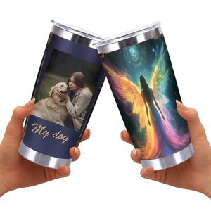 Stainless Steel Tumbler 20oz <b>Double</b> <b>Wall</b> Insulated Travel <b>Mug</b> With Angel Art Design For Coffee Tea On The Go - Product Image 2