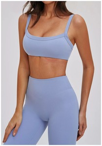 Custom Wholesale Women's High Quality Breathable Simple Ribbed High Support Adjustable Strap Sports Bra Plus Size Gym Fitness - Product Image 2