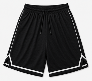 Shorts de sport en polyester tricoté noir personnalisés avec cordon de serrage, anti-plis, pour l'entraînement athlétique et la gym, avec évacuation de l'humidité - Product Image 6