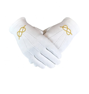 Elegant Gold Knot Machine Embroidery on Premium <b>Cotton</b> <b>Mittens</b> White <b>Cotton</b> <b>Gloves</b> for Daily Use - Product Image 1
