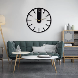 Handmade Minimalist Black <b>Metal</b> Wall <b>Clock</b>: Silent Quartz Mechanism - Product Image 1