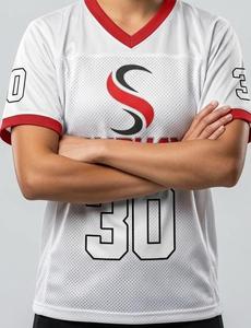 เสื้อฟุตบอลตาข่ายสีขาวสำหรับผู้หญิง คอวี แขนสั้น เบอร์ 30 พิมพ์ลายแบบซับลิเมชั่น ระบายอากาศได้ดี ทรงปกติ เหมาะสำหรับทุกฤดูกาล - Product Image 1