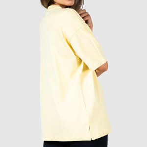 เสื้อยืดแขนสั้นคอกลมสีเหลืองทรงหลวมสำหรับผู้หญิง สีพื้น เรียบง่าย ระบายอากาศได้ดี ผ้าฝ้ายถัก ใส่ได้ทั้งฤดูใบไม้ผลิและฤดูร้อน - Product Image 4