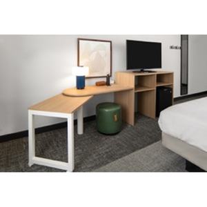 Ensemble de bureau de travail modulable avec rangement multimédia en contreplaqué de qualité MR fini HPL, en gros - Product Image 5