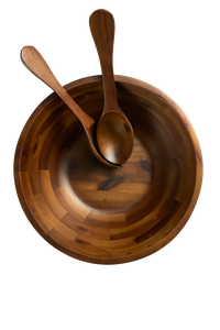 Bol à salade moderne en teck naturel Ha Le, poli, fait main, léger, durable, passe au lave-vaisselle, non toxique, pour la maison - Product Image 6