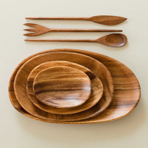 Platos de madera de acacia natural sostenible al por mayor, platos de madera y juego de platos para cenar, MOQ bajo - Product Image 4