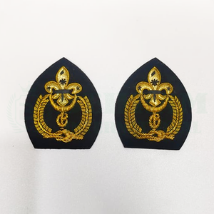 Parche bordado a mano personalizado con hilo de oro y hilo de bullion, diseño Fleur-De-Lis, para blazer, uniforme de escoteo y gorra, venta al por mayor - Product Image 2