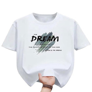 เสื้อยืดผู้ชายผ้าฝ้ายแท้คุณภาพสูง ทรงหลวมสไตล์เรโทร แขนตกไหล่ คอกลม แขนสั้น - Product Image 1