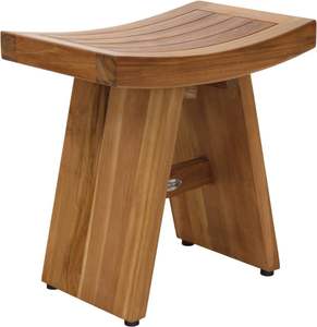 Taburete de Ducha de Madera de Teca Sólida, Banco de Baño Hecho a Mano, Mueble Natural Resistente al Agua, Elaborado en Jepara, Indonesia - Product Image 1