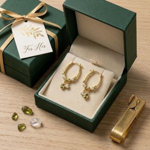 Pendientes de Aro de Latón Chapado en Oro de 14K con Circonitas Multicolores para Mujer - Product Image 4