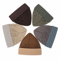 Topi kufi berbahan mesh yang dapat bernapas, topi rajutan kasual pria, topi bordir tangan 100% katun, topi kufi musim panas dan dingin